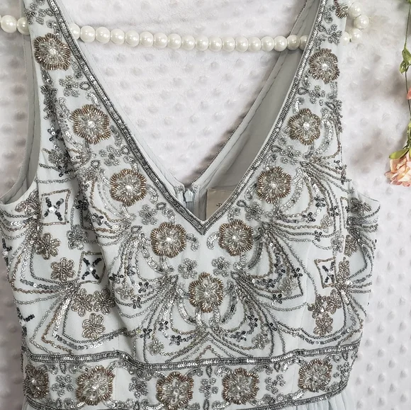 NEW BHLDN Mischa Dress Size 10 Gown Beaded Wedding Guest Maxi - Picture 8 of 11